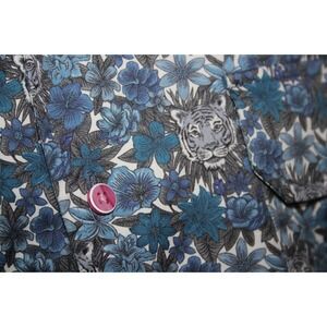 DUCHESS CLOTHIER Custom Made Portland Tiger Flowers Hawaiian Shirt Cotton XL